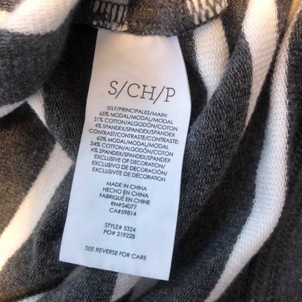 CAbi Windward Hoodie Top Striped Lace Up in Gray White 5324 - Picture 7 of 9